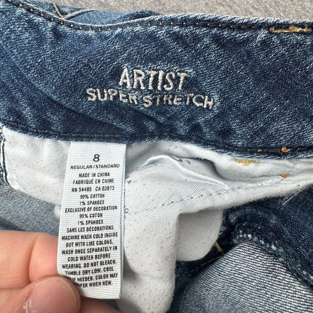 American Eagle Artist Flare Low Rise Jeans Blue Super Stretch Sz 8 30x31 Western - Picture 8 of 16